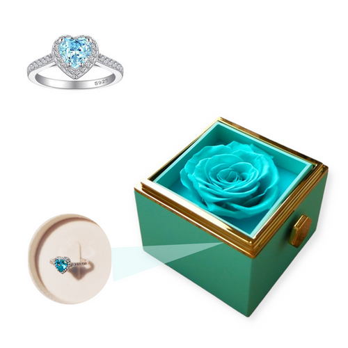 Navy Blue Eternal Rose Box W/ Heart Promise Ring