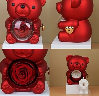 Purple Eternal Rose Bear With Promise Ring