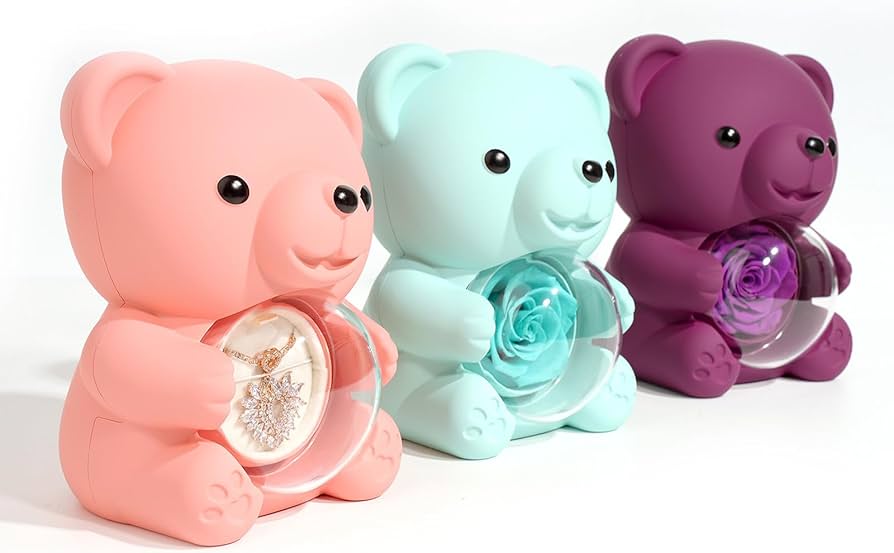 Purple Eternal Rose Bear With Promise Ring