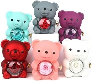 Purple Eternal Rose Bear With Promise Ring