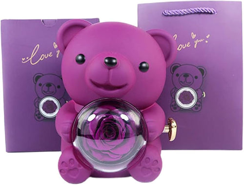 Purple Eternal Rose Bear With Promise Ring